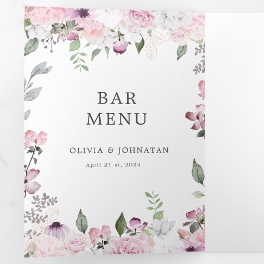 rozen tuinelegant tri-vouwbar drieluik uitnodiging (Binnenzijde eerst)