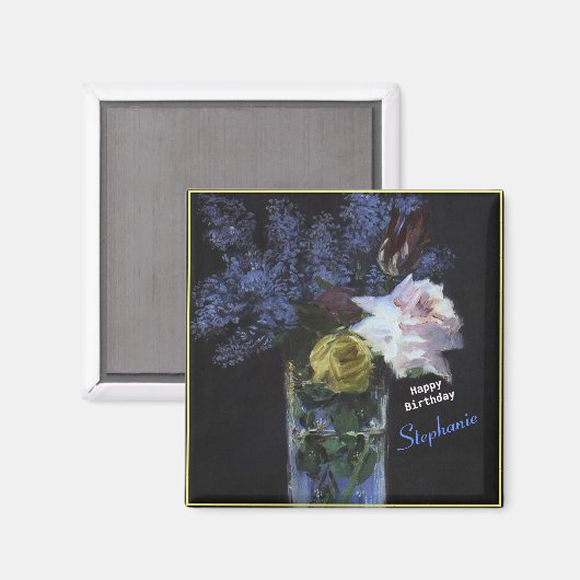 Rozen Tulips Lilacs personaliseren in een kristalv Magneet (Voorkant / Achterkant)