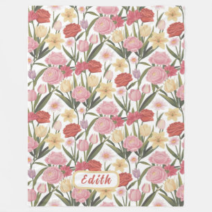 Rozen, tulpen en lelies fleece deken