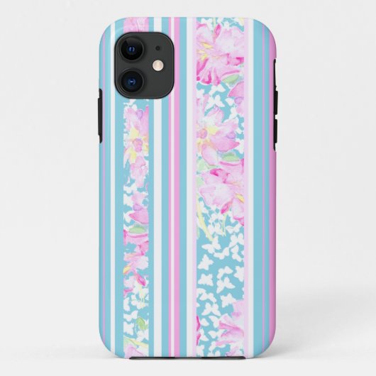 Rozen, Turquoise Stripes: iPhone 5/5s Hoesje (Achterkant)