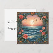 Rozen Twee manen oceaan zeeschelpen Valentijn Feestdagenkaart (Voorkant / Achterkant)