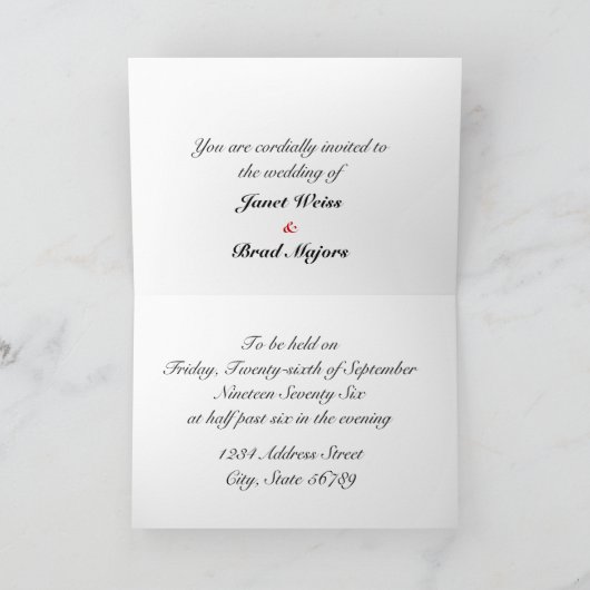 Rozen tweevoudige trouwuitnodiging (Binnen)