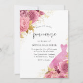 Rozen uit Quinceanera, roze en goudsparkle Kaart (Voorkant)