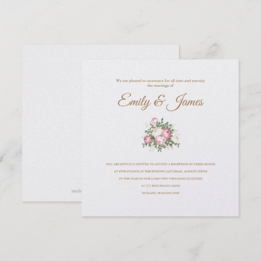  Rozen Uitnodiging tot ontvangst van weddenschappe (Voorkant / Achterkant)