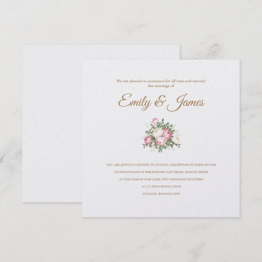  Rozen Uitnodiging tot ontvangst van weddenschappe (Voorkant / Achterkant)