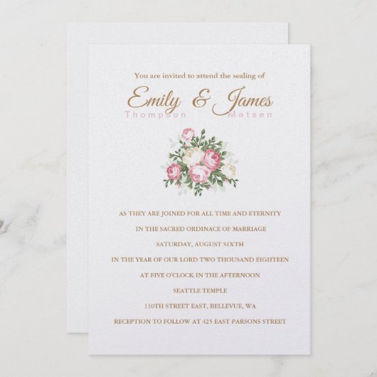  Rozen Uitnodiging tot weduwschap (Voorkant / Achterkant)