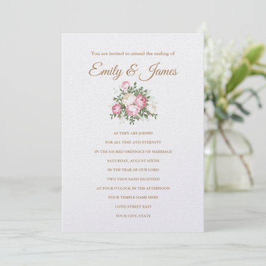  Rozen Uitnodiging tot weduwschap (Staand voorkant)