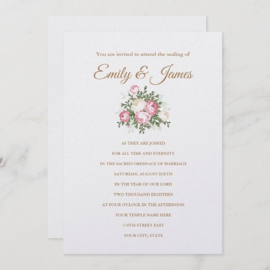 Rozen Uitnodiging tot weduwschap (Voorkant / Achterkant)