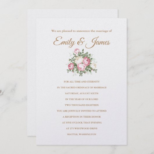 Rozen Uitnodiging tot weduwschap (Voorkant / Achterkant)