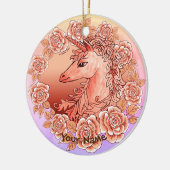  Rozen Unicorn Keramisch Ornament (Links)