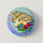Rozen Unicorn pin Ronde Button 5,7 Cm (Voorkant)
