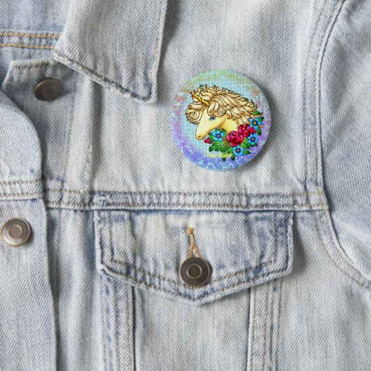 Rozen Unicorn pin Ronde Button 5,7 Cm (In situ)