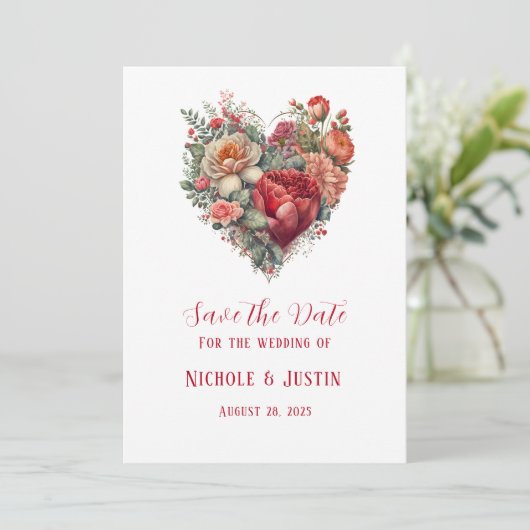 Rozen Valentijnsdag De datum opslaan Kaart (Staand voorkant)