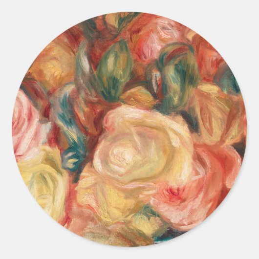 Rozen van Auguste Renoir Ronde Sticker (Voorkant)