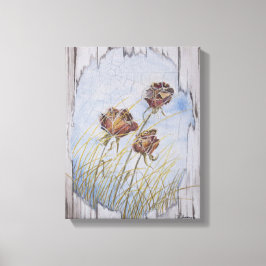 Rozen van boomhout canvas afdruk