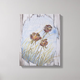 Rozen van boomhout canvas afdruk