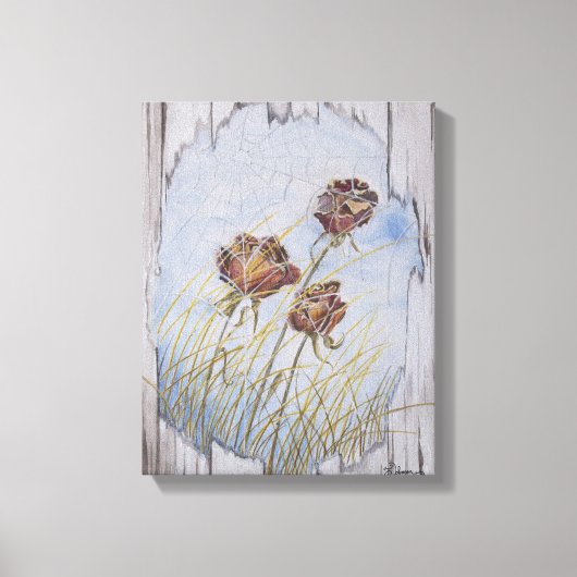 Rozen van boomhout canvas afdruk (Voorkant)