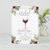 Rozen van Bourgogne Wine Bridal Luncheon Kaart (Staand voorkant)