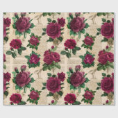 Rozen van Burgandy op  krantenpapier Cadeaupapier (Vlak)