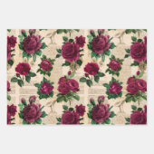 Rozen van Burgandy op  krantenpapier Inpakpapier Vel (Voorkant 2)