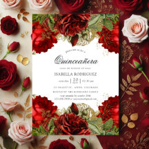 Rozen van Burgundy Red en Gold Quinceañera
