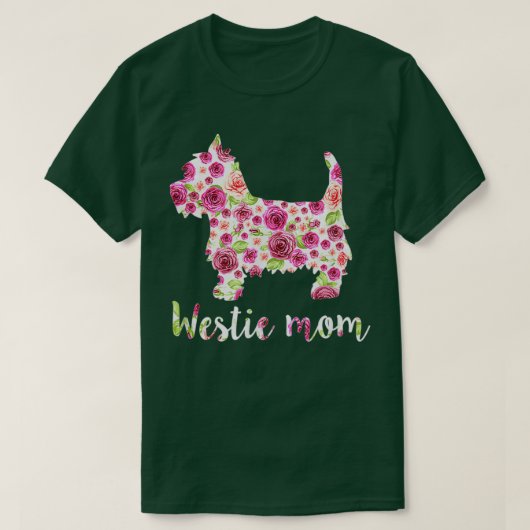 Rozen van Cute Westie Mam Flower Floral Moederdag T-shirt (Design voorkant)