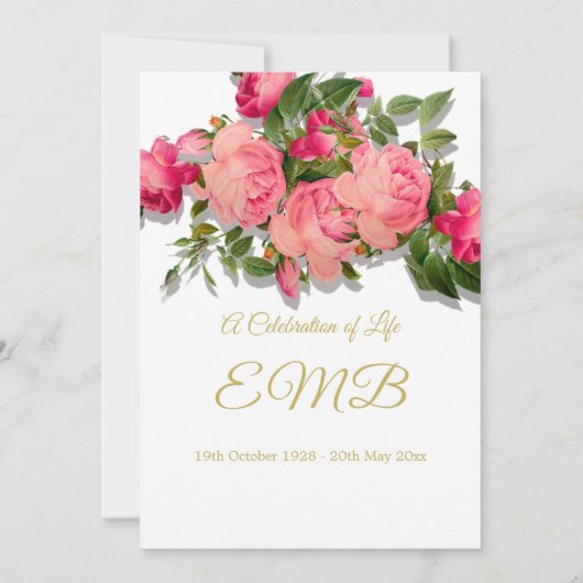 Rozen van de begrafenis kaart (Achterkant)