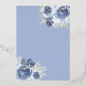 Rozen van de blauwe mousserende garnaal Quinceaner Folie Uitnodiging (Achterkant)