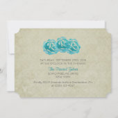 Rozen van de blauwgroen Waterverf op Tan Damask Bi Kaart (Achterkant)