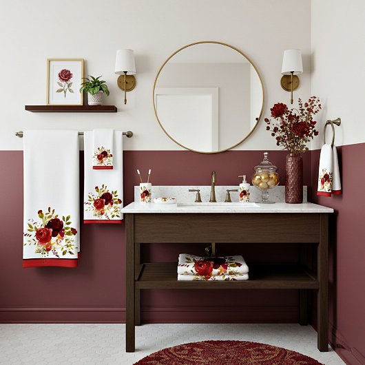 Rozen van de Bourgogne en de rode waterverf Bad Handdoek