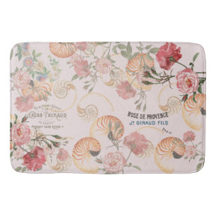 Rozen van de Franse ephemera Seashells Floral Bath Badmat