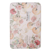 Rozen van de Franse ephemera Seashells Floral Bath Badmat (Voorkant Verticaal)