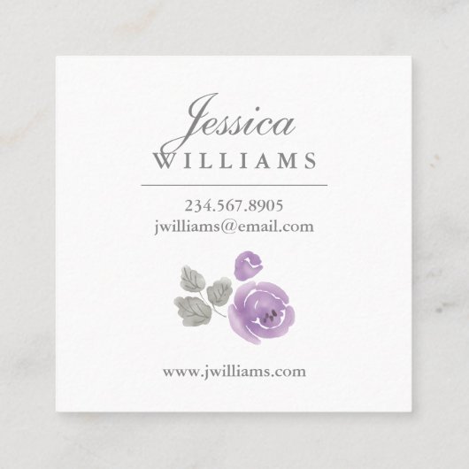 Rozen van de lila Waterverf Floral Visitekaartje (Achterkant)