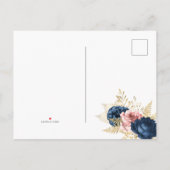  Rozen van de marine en van de Blush Wedding spare Aankondigingskaart (Achterkant)