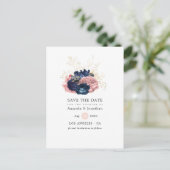  Rozen van de marine en van de Blush Wedding spare Aankondigingskaart (Staand voorkant)