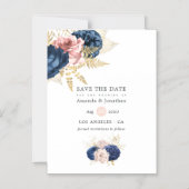  Rozen van de marine en van de Blush Wedding spare Magnetische Uitnodiging (Voorkant)