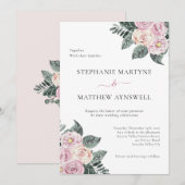 Rozen van de mosterdachtige Waterverf Roze bloesse Kaart (Voorkant / Achterkant)