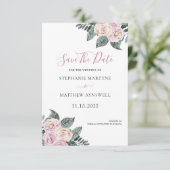 Rozen van de mosterdachtige Waterverf Roze bloesse Save The Date (Staand voorkant)