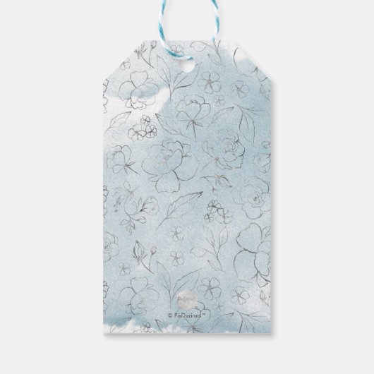 Rozen van de mosterdblauw-Waterverf Cadeaulabel (Achterkant)