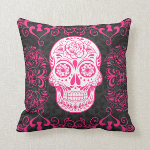 Rozen van de roze zwarte Suiker Gothic Pillow Kussen