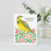 Rozen van de State Bird of North Dakota Meadowlark Briefkaart (Staand voorkant)