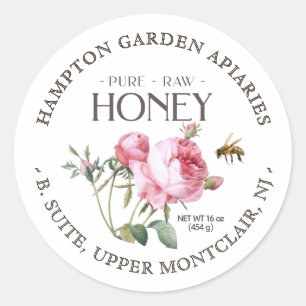 Rozen van de tuin met honingbijen ronde sticker