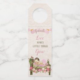 Rozen van de tuinbloem Roze ivoor Baby shower Flessenhanger