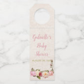 Rozen van de tuinbloem Roze ivoor Baby shower Flessenhanger (Achterkant)
