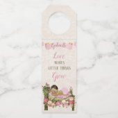 Rozen van de tuinbloem Roze ivoor Baby shower Flessenhanger (Voorkant)