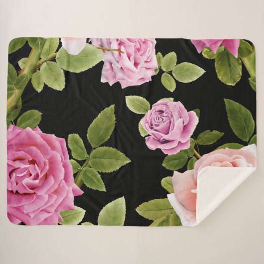 Rozen van de waterverf 20 sherpa deken (Voorkant (horizontaal))