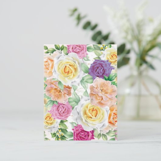 Rozen van de waterverf 27 briefkaart (Staand voorkant)
