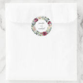 Rozen van de Waterverf Burgundy en White Floral Ronde Sticker (Tas)
