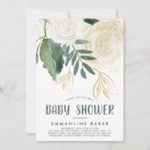 Rozen van de waterverf en Baby shower van de oliev Kaart (Voorkant)