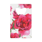 Rozen van de waterverf op wit creditkaart flessenopener (Voorkant)